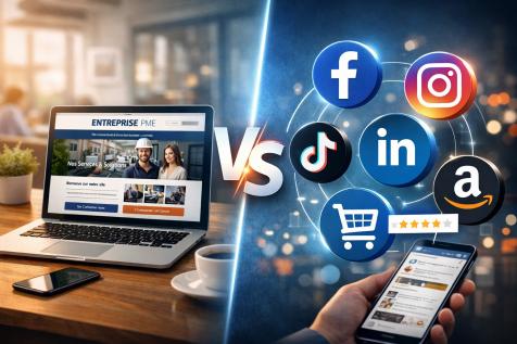 Site internet vs réseaux sociaux pour PME en 2026 illustration stratégie digitale