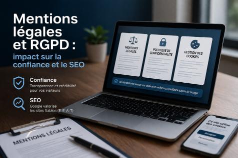 Mentions légales et RGPD sur un site internet professionnel renforçant la confiance des visiteurs et le SEO