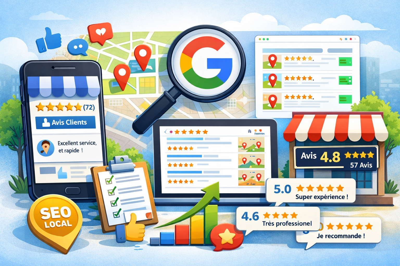 Avis clients en ligne et r&eacute;f&eacute;rencement local pour entreprise en Provence