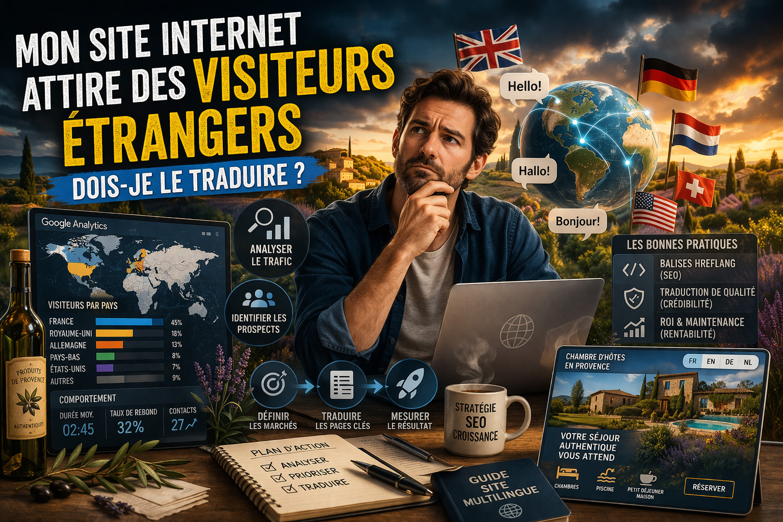 Analyse du trafic international d&rsquo;un site internet et r&eacute;flexion sur la traduction multilingue pour attirer des visiteurs &eacute;trangers