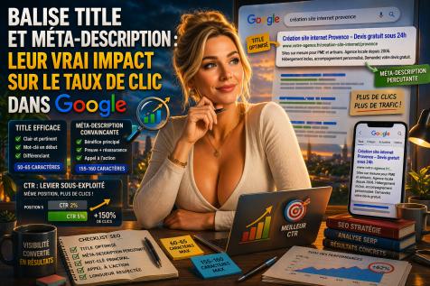 Optimisation des balises title et méta-description pour améliorer le taux de clic dans Google avec analyse SEO visuelle
