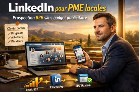 Dirigeant de PME en Provence utilisant LinkedIn pour générer des contacts B2B sans budget publicitaire