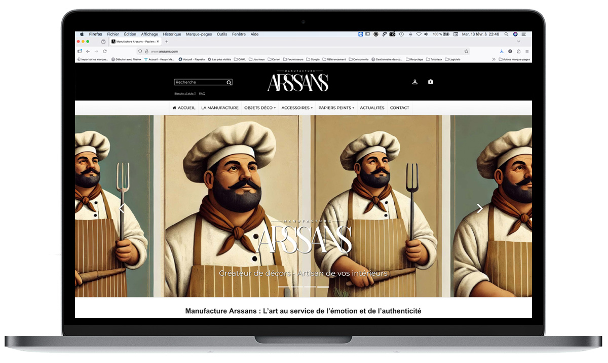 Aperçu de la boutique en ligne Manufacture Arssans sur ordinateur portable Apple
