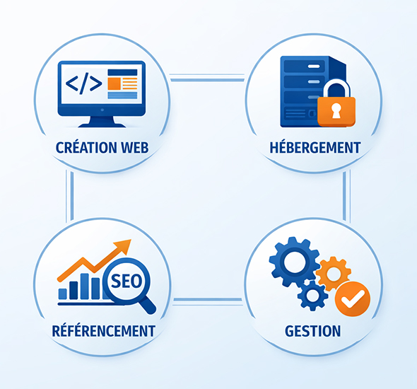Services agence web : création site, hébergement sécurisé, référencement SEO et gestion complète