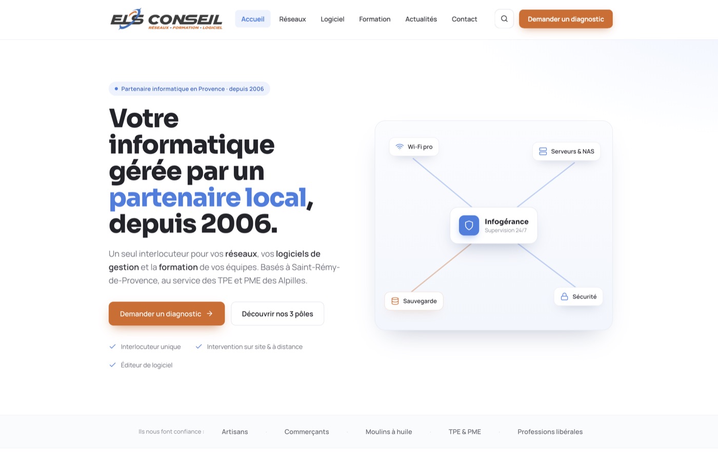 Page d'accueil du site d'ELS Conseil