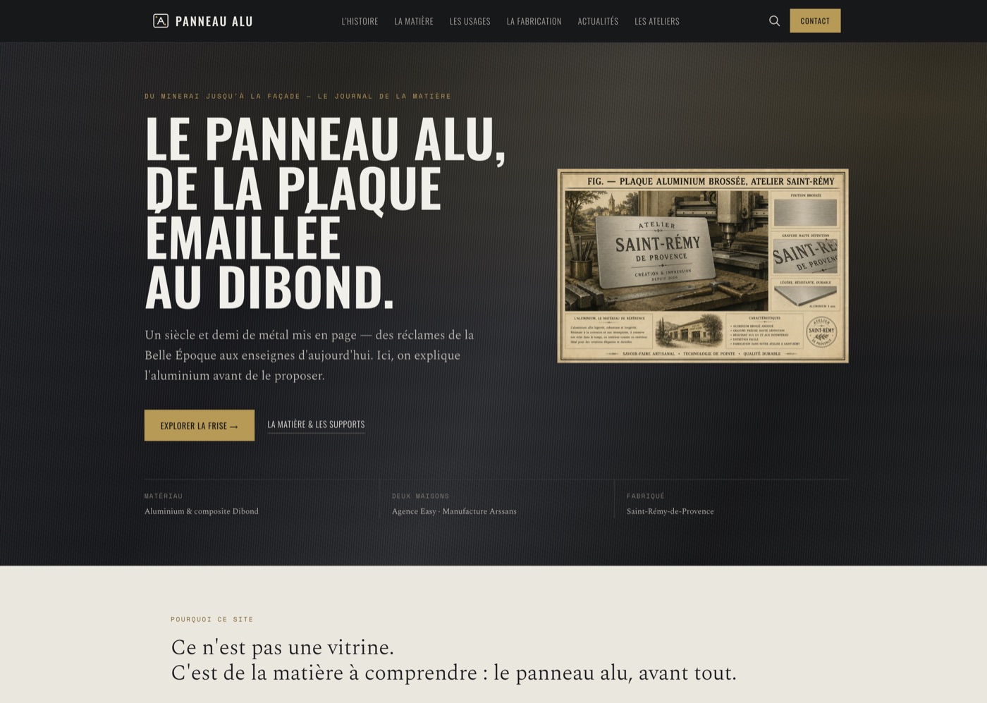 Page d'accueil du site Panneau Alu