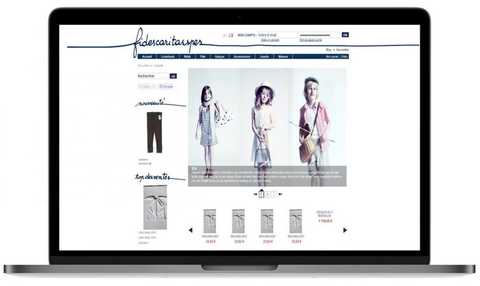 Aperçu du site Internet Fides Caritas Spes sur un ordinateur portable – boutique en ligne vêtements enfants