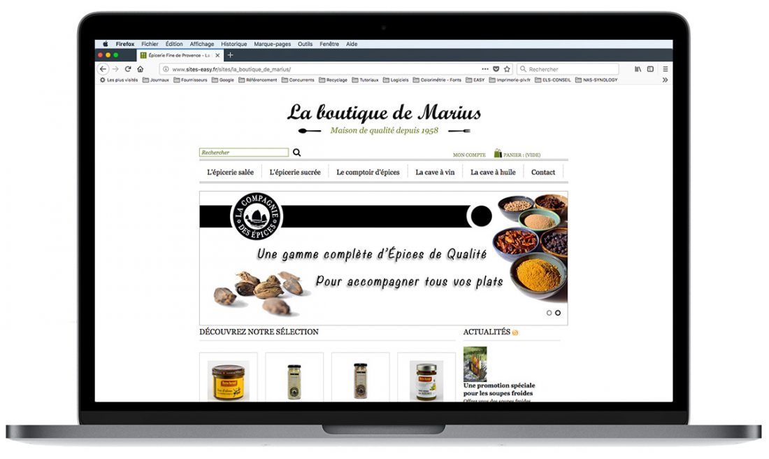 Boutique de Marius : création du site e-commerce par Easy