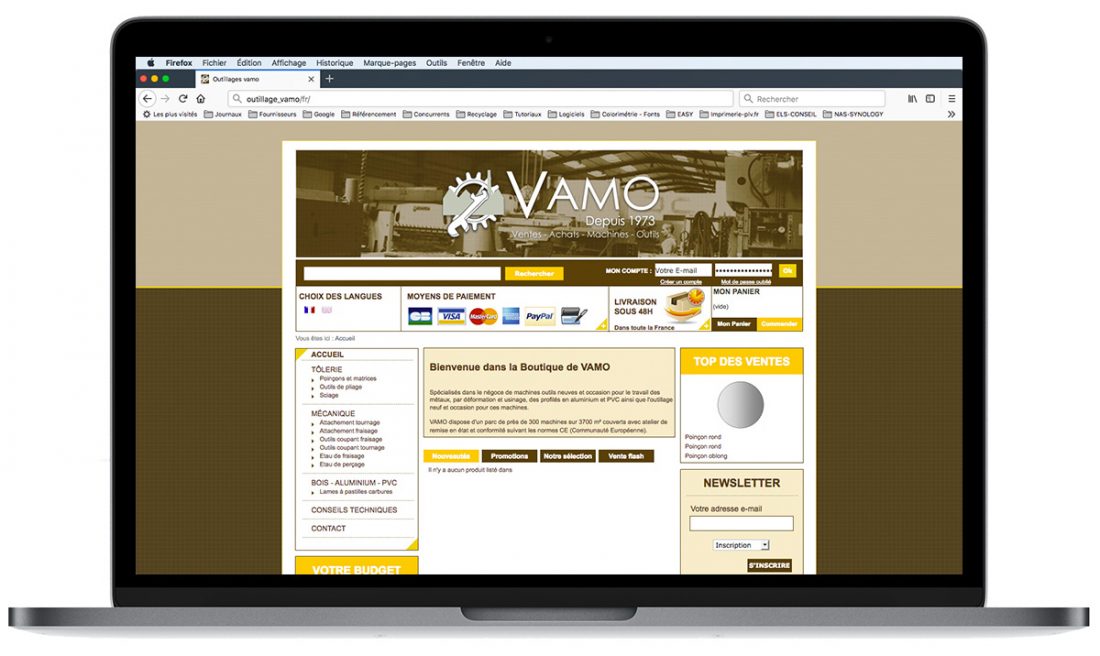 Création de la boutique en ligne Outillages VAMO à Puyricard