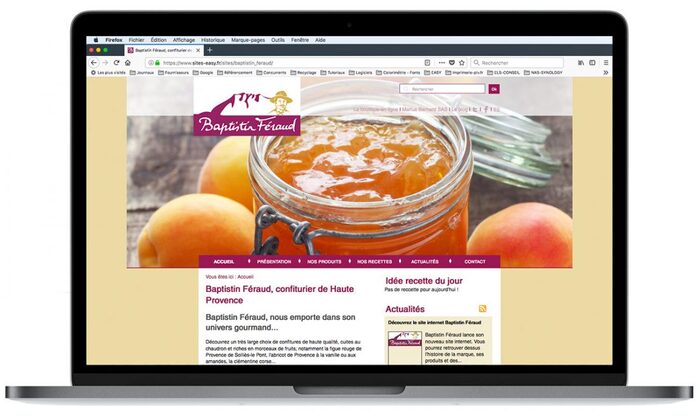 Aperçu de la page d’accueil Baptistin Féraud dans un ordinateur portable – site Internet confitures et douceurs de Provence