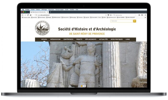 Visuel du site de la SHA Saint-Rémy-de-Provence sur un ordinateur portable Apple – patrimoine & archéologie