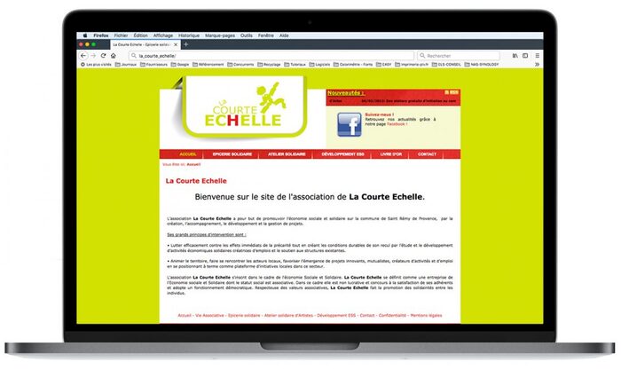 Aperçu du site Internet de La Courte Échelle affiché dans un ordinateur portable – épicerie solidaire et producteurs locaux
