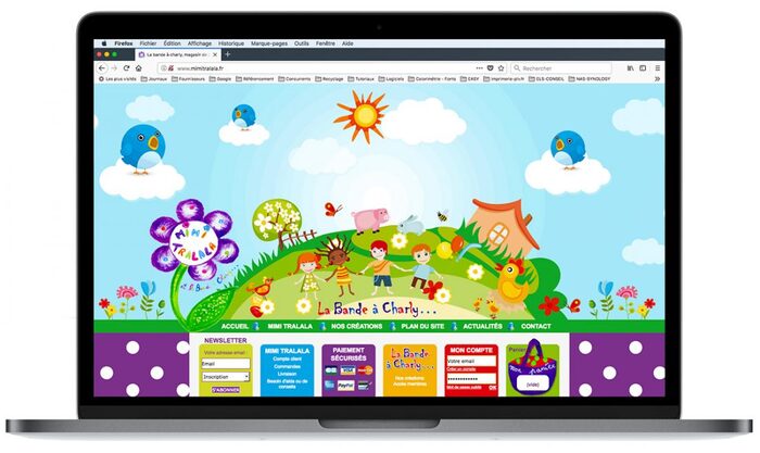 Visuel du site Mimi Tralala sur un ordinateur portable Apple – cadeaux de naissance & artisanat