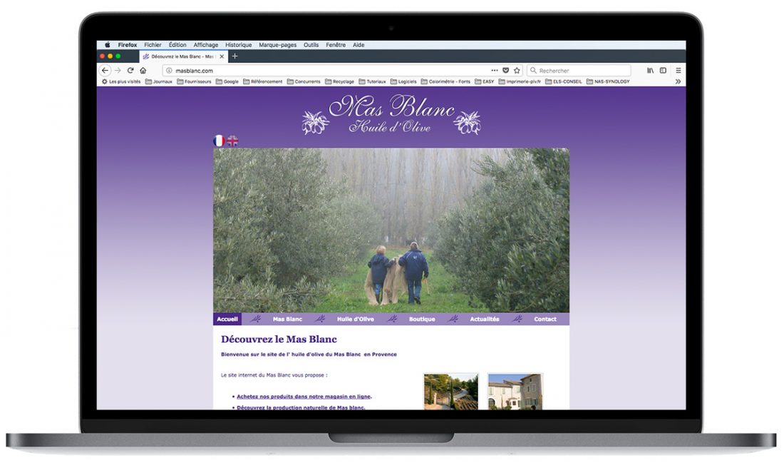 Création du site Internet du Mas Blanc, producteur d’huile d’olive à Orgon