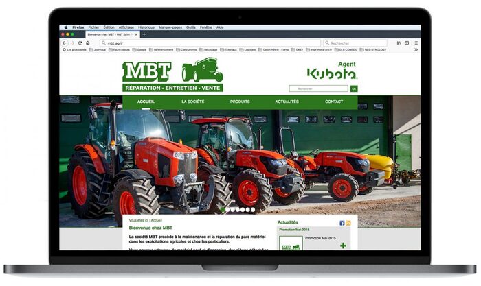Mockup du site MBT affiché sur un ordinateur portable Apple