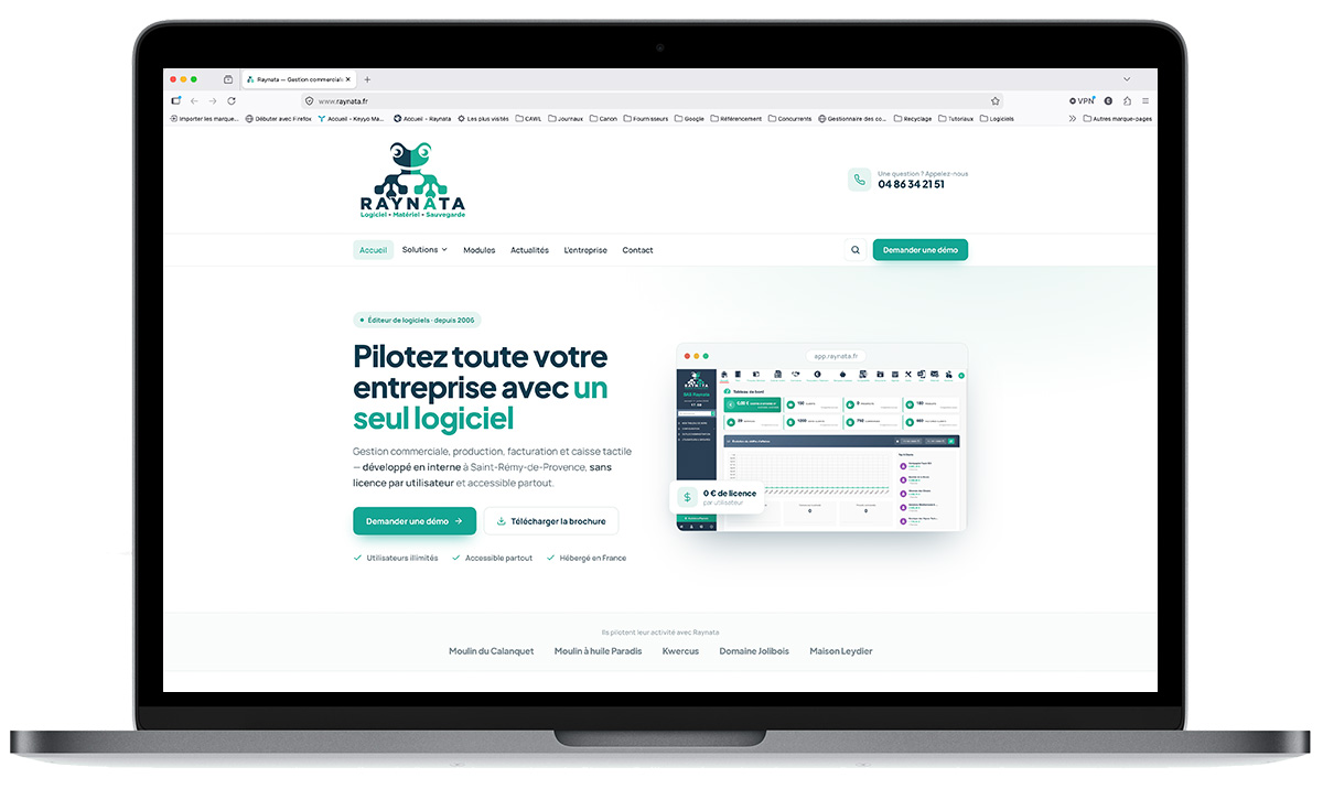 Raynata, site du logiciel de gestion commerciale et caisse tactile, refonte par l’Agence Easy